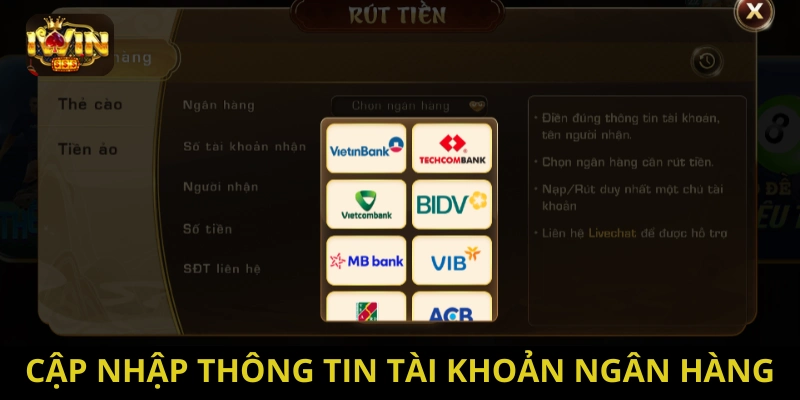Cập nhật thông tin tài khoản ngân hàng 